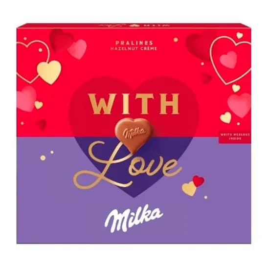 Caixa de Chocolate Milka Recheio Creme de Avelã With Love 110G
