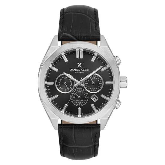 Relogio Analógico Masculino Daniel Klein DK.1.14065-2 Exclusive Gent / Pulseira de Couro - Preto/Prata