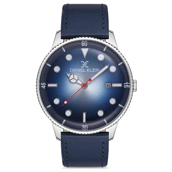 Relogio Analógico Masculino Daniel Klein DK.1.12668-2 Premium Gents / Pulseira de Couro Genuino - Azul/Prata
