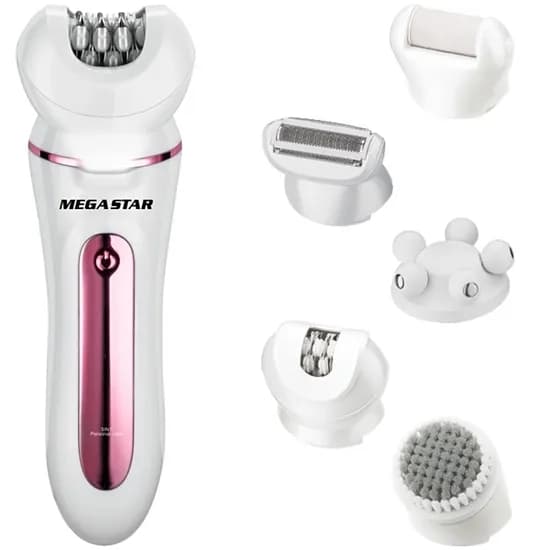 Depilador Megastar GWE858 5 Em 1 Recarregável - Branco/Rosa