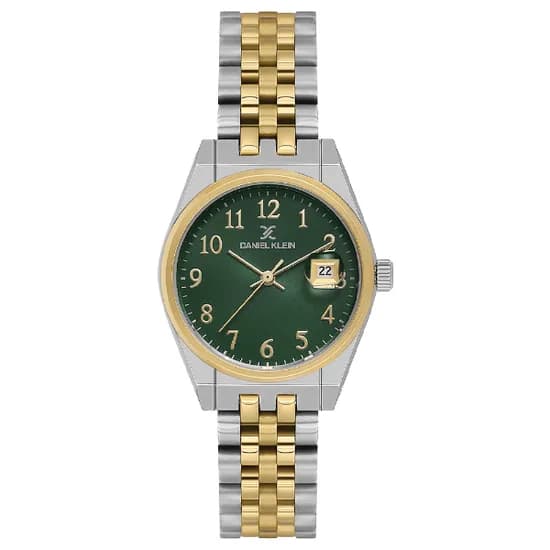 Relogio Analogico Feminino Daniel Klein DK.1.13984-5 Premium Lady / Pulseira de Aço Inoxidável - Prata/Dourado/Verde