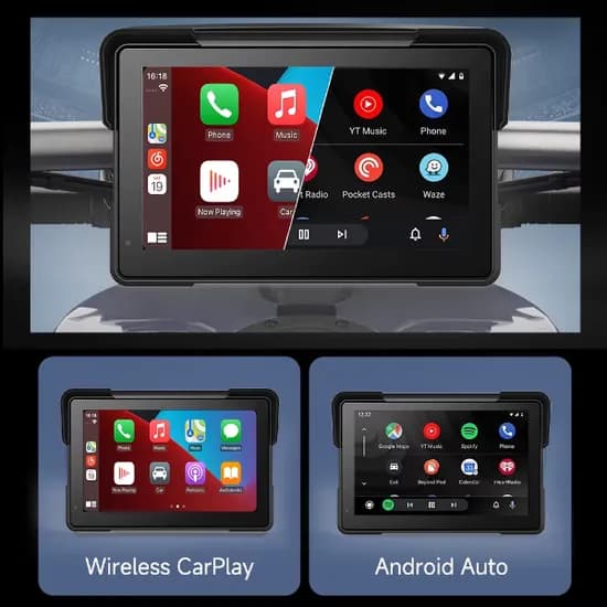 Multimidia Navegador para Moto/GPS/Navegador para Moto Carplay + Android Auto - Universal 7 Polegadas