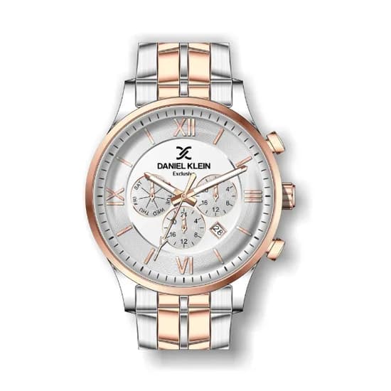 Relógio Analógico Masculino Daniel Klein Exclusive DK.1.12326-5 - Prata e Rosa Ouro