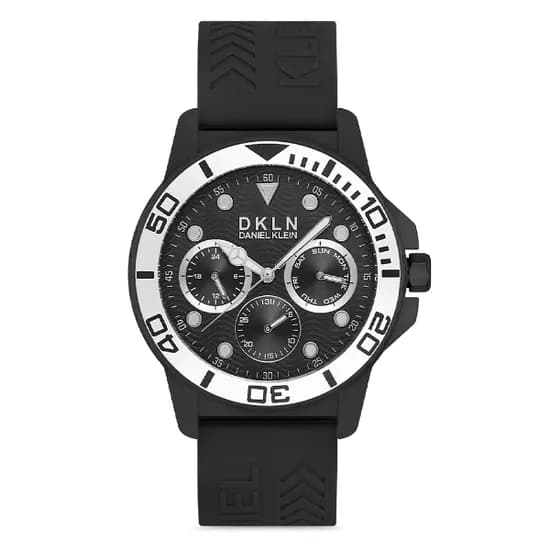 Relogio Analógico Masculino Daniel Klein DK.1.12716-1 DKLN Gents / Pulseira de Silicone - Preto/Prata