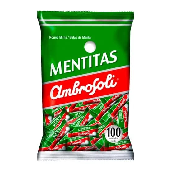 Bala Menta Mentitas Ambrosoli Tradicional Pacote Con 100 Unidades