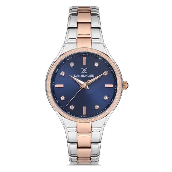 Relógio Analógico Feminino Daniel Klein DK.1.12714-4 Premium Ladies / Pulseira de Aço Inoxidável - Prata/Rose Gold