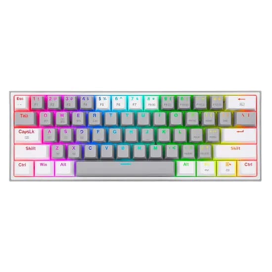 Teclado Gamer Redragon Fizz K617 RGB USB-C - Cinza e Branco