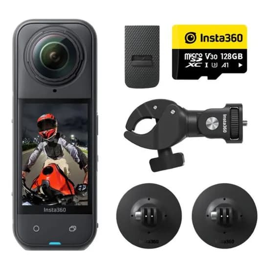 Kit Camera de Acao Filmadora INSTA360 X5 8K para Moto Motorcycle Bundle