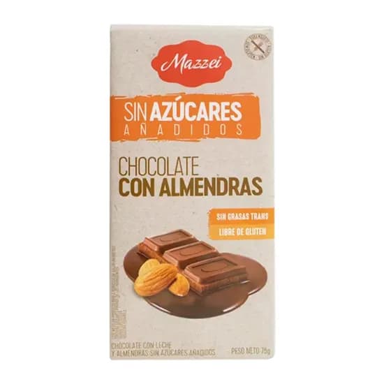 Barra Chocolate Sem Açucar Mazzei Befit Amêndoas 75G