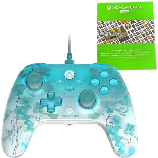 Controle Sem Fio Gamesir T7 Pro Floral para PC/Xbox - Azul Transparente + Game Pass Ultimate