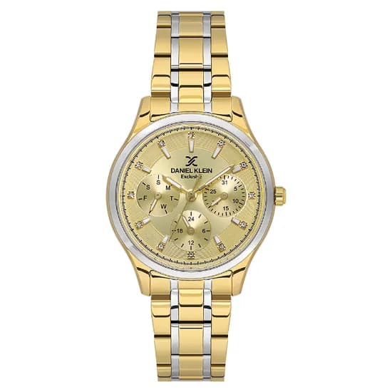 Relogio Analogico Feminino Daniel Klein DK.1.14089-6 Exclusive Lady / Pulseira de Aço Inoxidável - Dourado