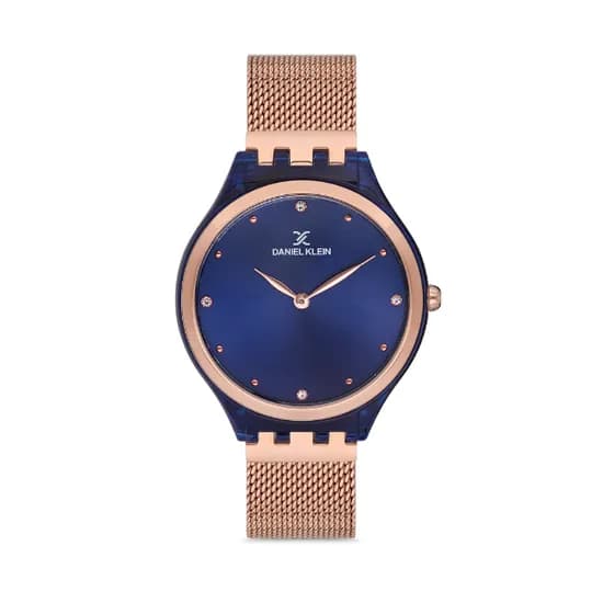 Relógio Analógico Feminino Daniel Klein Premium DK.1.12614-6 - Rosa Ouro/Azul