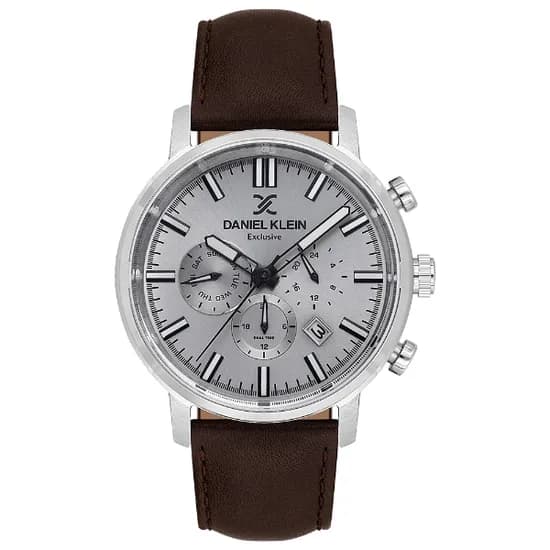 Relogio Analógico Masculino Daniel Klein DK.1.14229-1 Exclusive Gent / Pulseira de Couro - Marrom/Prata