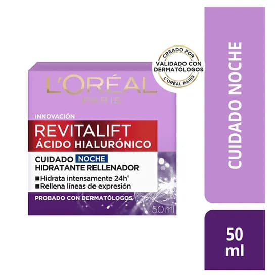 Crema Facial Loreal Revitalif Hialuronico Noche 50ML