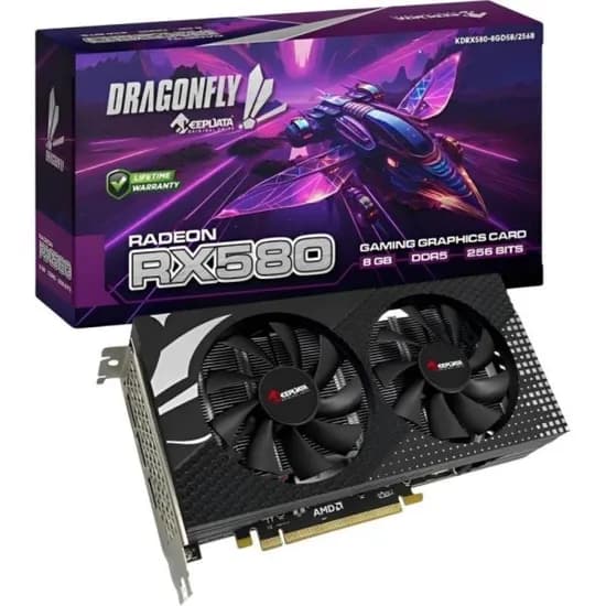 Placa de Vídeo 16GB Exp RX580 Keepdata Dragonfly Gaming Preto KDRX580-16GD5B