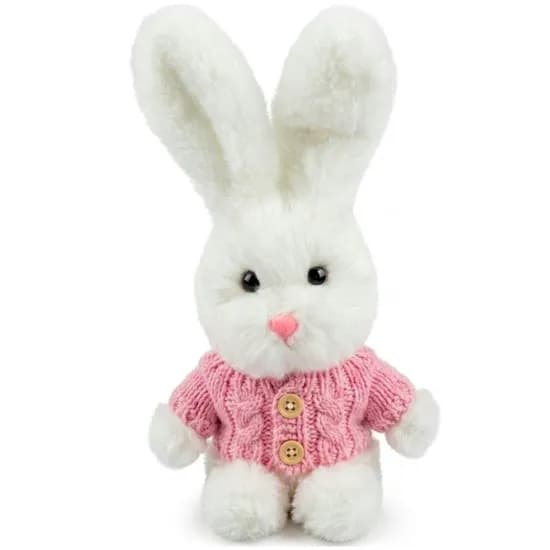 Peluche Coelho MZ-319 18CM com Suéter Rosa