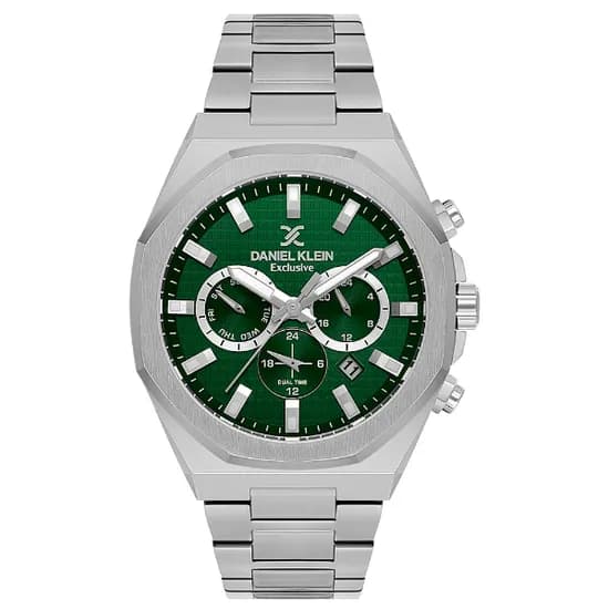 Relogio Analógico Masculino Daniel Klein DK.1.14218-2 Exclusive Gents / Pulseira de Aço Inoxidável - Prata/Verde