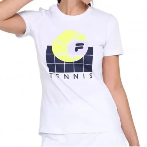 Camiseta Casual Femenino Fila Graphics Blanco Marino