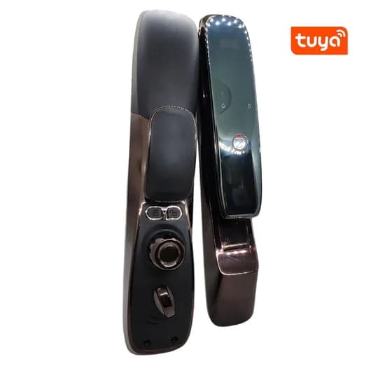 Fechadura Digital S918 Wifi Tuya/Cartão/Chave Coffee Gold