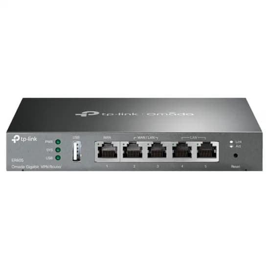 Roteador TP-Link Omada ER605, VPN, Gigabit, Multi-Wan, 5 Portas, USB 2.0, Preto