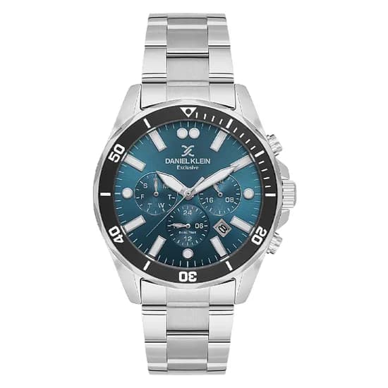 Relogio Analógico Masculino Daniel Klein DK.1.14067-3 Exclusive Gents / Pulseira de Aço Inoxidável - Prata/Verde