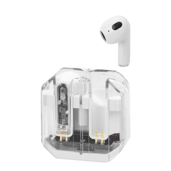 Fone de Ouvido Sem Fio Keen Earphones Y17 com Bluetooth V5.3 - Branco/Transparente