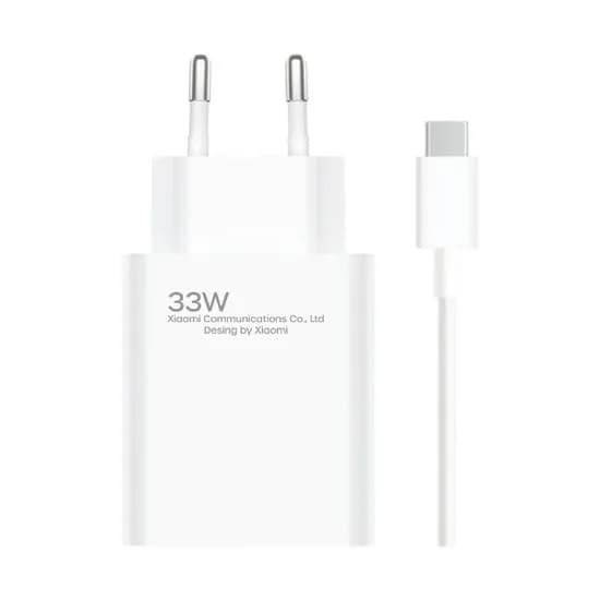 Carregador / Adaptador de Parede Xiaomi / 33W / USB-A + Cabo USB-A - USB-C - Branco