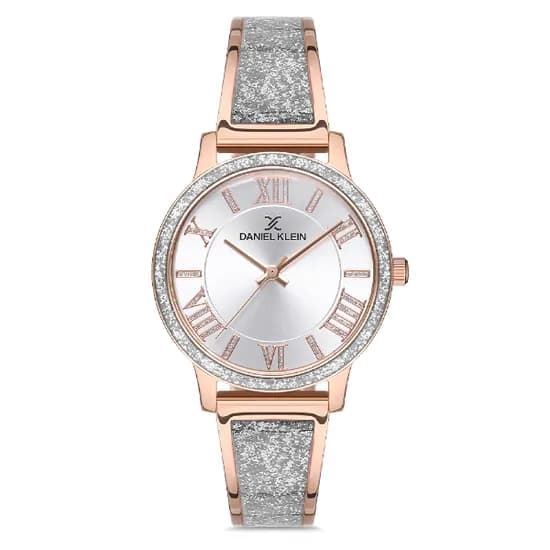 Relógio Analógico Feminino Daniel Klein DK.1.12726-1 Premium Ladies / Pulseira de Aço Inoxidável - Prata/Rose Gold
