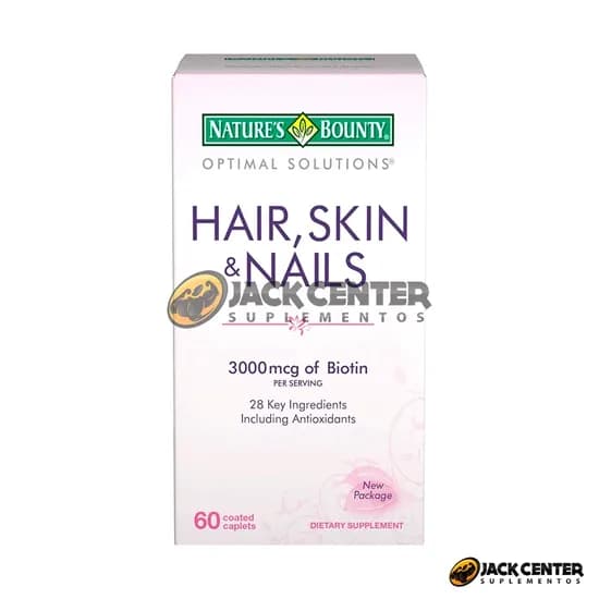 Vitamina Hair, Skin, Nails 60 Cápsulas 3.000MCG Biotina Natures Bounty
