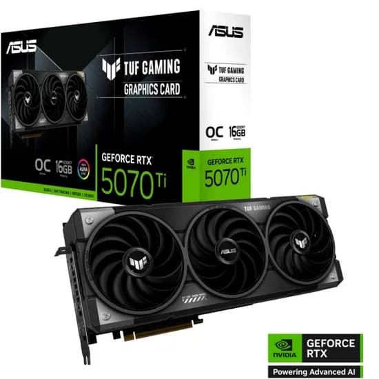 Placa de Vídeo Asus Tuf Gaming Oc 16GB Geforce RTX5070 Ti GDDR7, 90YV0MD0-MVAA00, TUF-RX5070TI-016G, 3 Fan, Preto