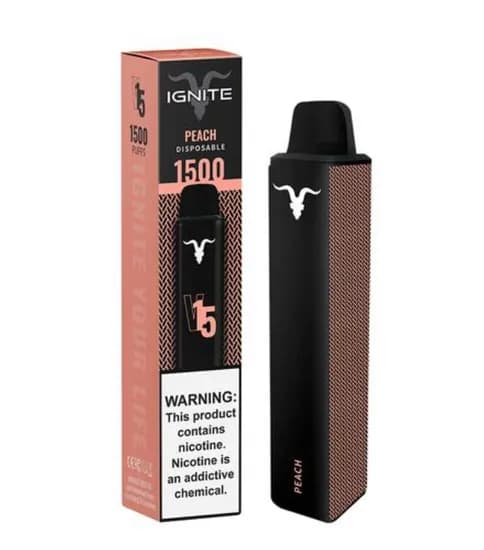 Vape Descartável Ignite V15 / 1500 Puff / 5% Nicotina - Peach Ice