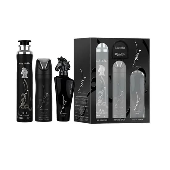 Lattafa Kit Maahir Black 100ML+Deo+Air Fresh