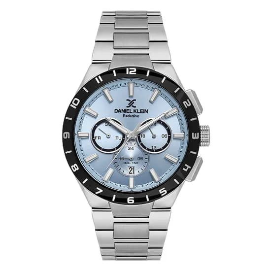 Relogio Analógico Masculino Daniel Klein DK.1.14079-3 Exclusive Gents / Pulseira de Aço Inoxidável - Prata/Azul