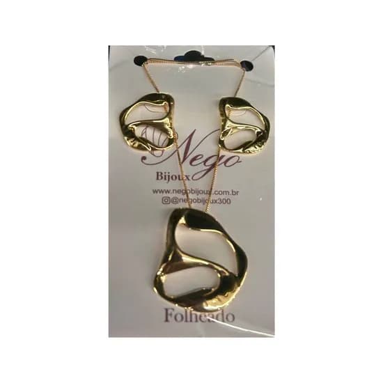 Conjunto Folheado Orgânico Martelado Dourado