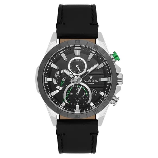 Relogio Analógico Masculino Daniel Klein DK.1.13993-1 Exclusive Gent / Pulseira de Couro - Preto/Prata