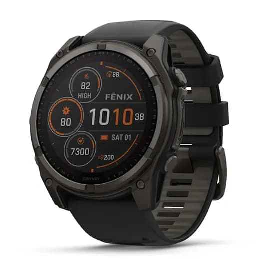 Garmin Relógio Fenix 8 51MM Solar Sapphire Carbon Gray Titanium Pulseira Black/Pebblegray 010-02907-10