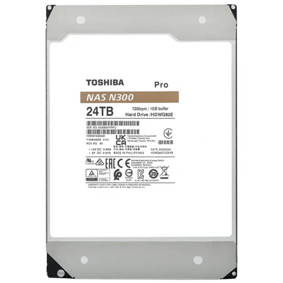 HD Toshiba 24TB N300 Pro Nas SATA 3 7200RPM 3.5" HDWG82EXZSTB