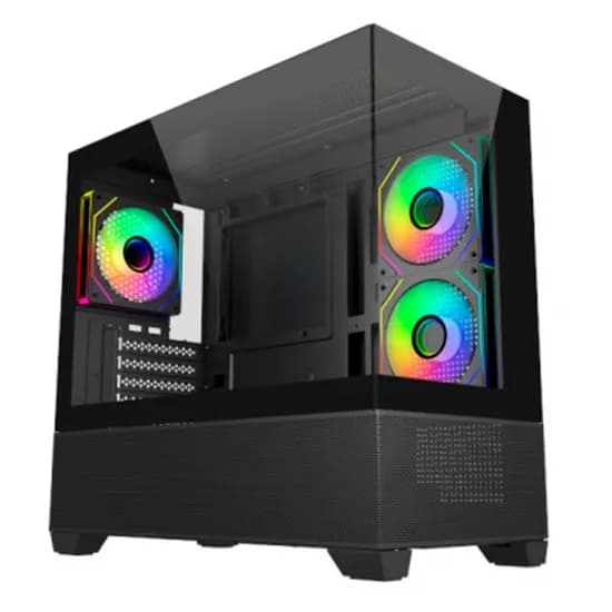 Gabinete Gamer, Aquario, Cooler Master Elite 490 E490-KHNN-S00, Micro ATX, Argb, M-ATX, Frontal e Lateral Vidro Temperado, 3X Fans, Preto 120MM Argb