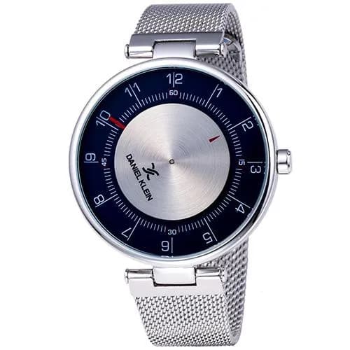 Relógio Analógico Daniel Klein Premium DK11918-2 Masculino Pulseira de Aço Inoxidável - Prata e Azul Escuro