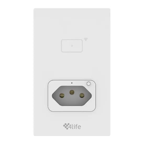 Interruptor de Parede 4LIFE Zigbee Smart Wall 1 Gang Light Touch Switch + Socket FLT11GZW / com 1 Botão / Zigbee 3.0 / Compativel com Alexa e Google Home / 100-240V ~50/ 60HZ / App Smart Life - Branco