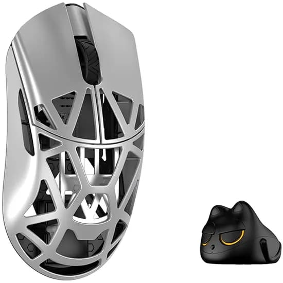 Mouse Gamer Wlmouse Beast X Pro Magnesium Omron Opticals Solid Side Dongle 8K Sem Fio - Prata