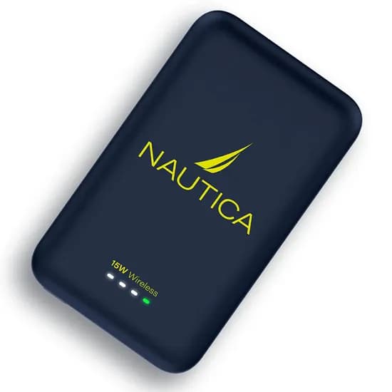 Carregador Portátil Sem Fio Nautica PB205 Urban Magnetic 5000MAH - Azul-Marinho/Amarelo