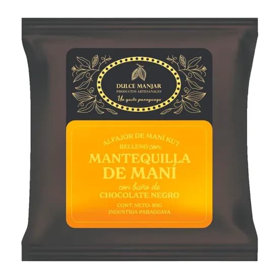 Alfajor Artesanal Dulce Manjar Recheado Creme de Amendoim Cobertura Chocolate Ao Leite 80G