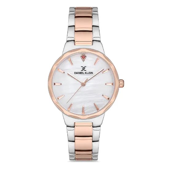 Relógio Analógico Feminino Daniel Klein DK.1.12702-3 Premium Ladies / Pulseira de Aço Inoxidável - Prata/Rose Gold
