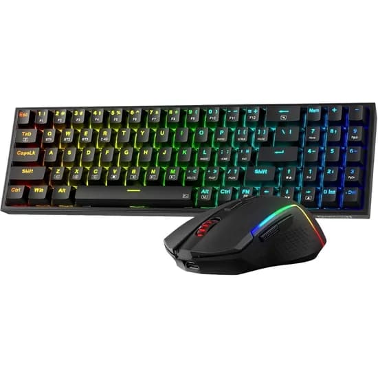Kit Teclado Mecânico Mecânico + Mouse Redragon S136 RGB Sem Fio - Preto