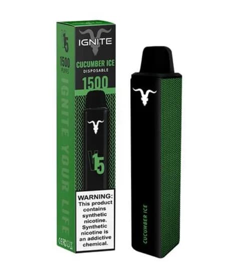Vape Descartável Ignite V15 / 1500 Puff / 5% Nicotina - Cucumber Ice