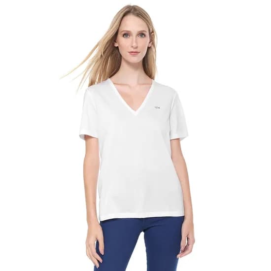 Camiseta Lacoste Feminina TF3846-001 46 - Branco