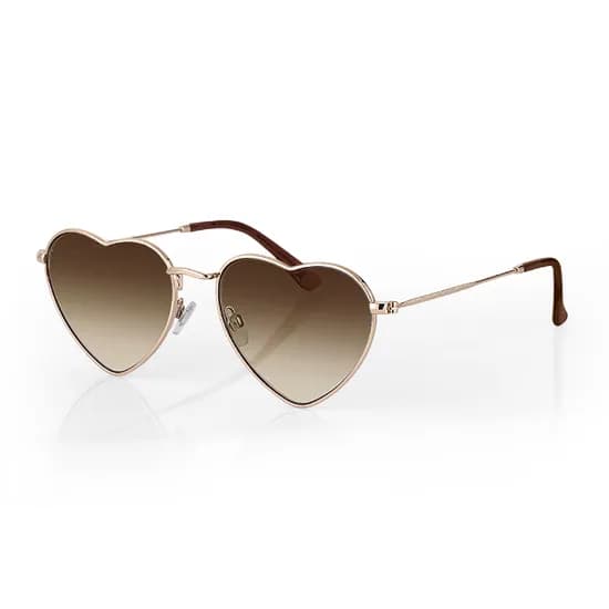 Oculos de Sol Feminino Daniel Klein DK4321-1 / Estilo Coraçao - Marrom/Dourado