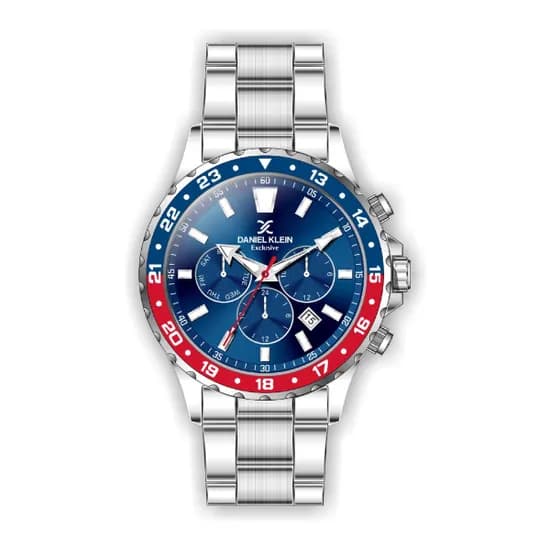 Relógio Analógico Masculino Daniel Klein Exclusive DK.1.12333-3 - Prata e Azul