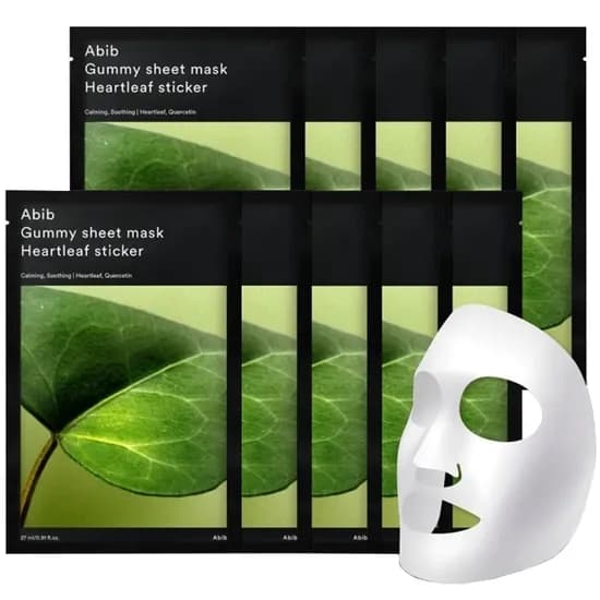 Máscara Facial Abib Gummy Sheet Mask Heartleaf Fit - 10 Unidades